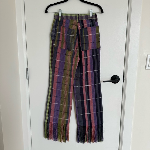 Kenneth Ize XS woven plaid fringe pants - Picture 5 of 7